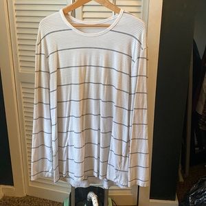 Lululemon Men’s white and gray Striped long sleeve tee